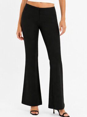 ZARA Mid-Rise Flare Leg Dress Pants Stretch Classic Black Women's Medium x 31.5"